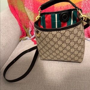 Beige and Black Monogram Crossbody Bag